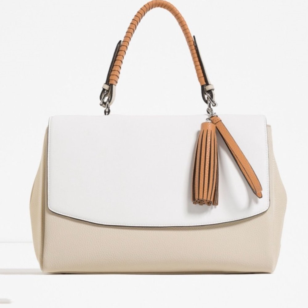 ZARA front flap contrast material handbag
